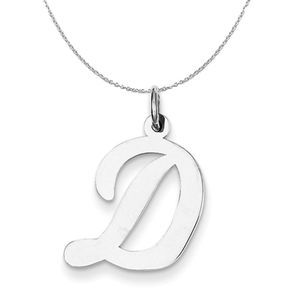 Silver Madison Collection LG Classic Script Initial D Necklace - 16 In